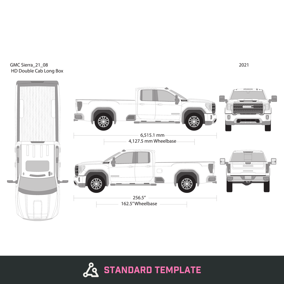 2021 GMC Sierra 2500-3500 HD vector wrap template V08, Design-Ready PDF - GravBase