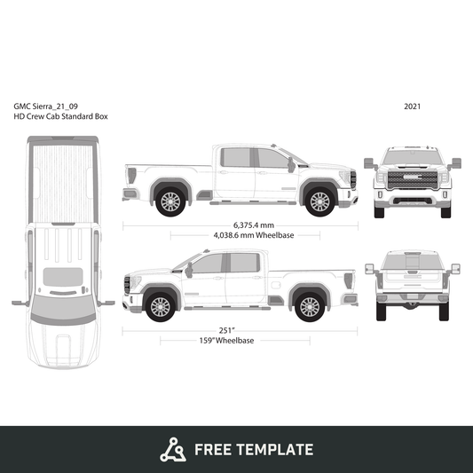2021 GMC Sierra 2500-3500 HD free vector vehicle wrap template - GravBase