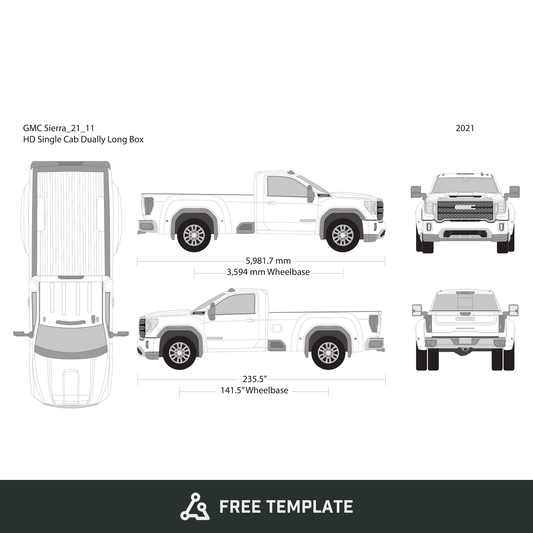 2021 GMC Sierra 2500-3500 HD free vector vehicle wrap template - GravBase