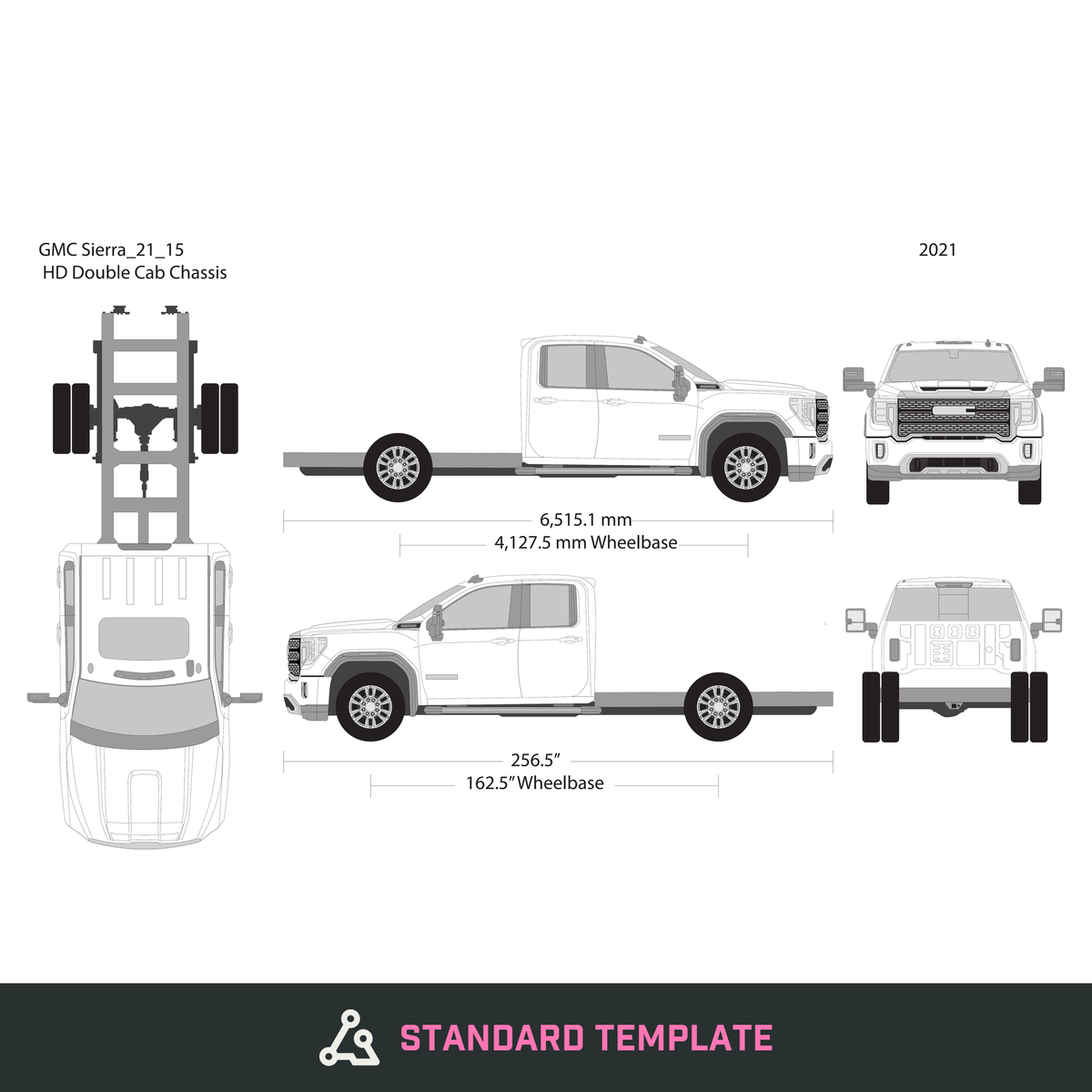 2021 GMC Sierra 2500-3500 HD vector wrap template V15, Design-Ready PDF - GravBase