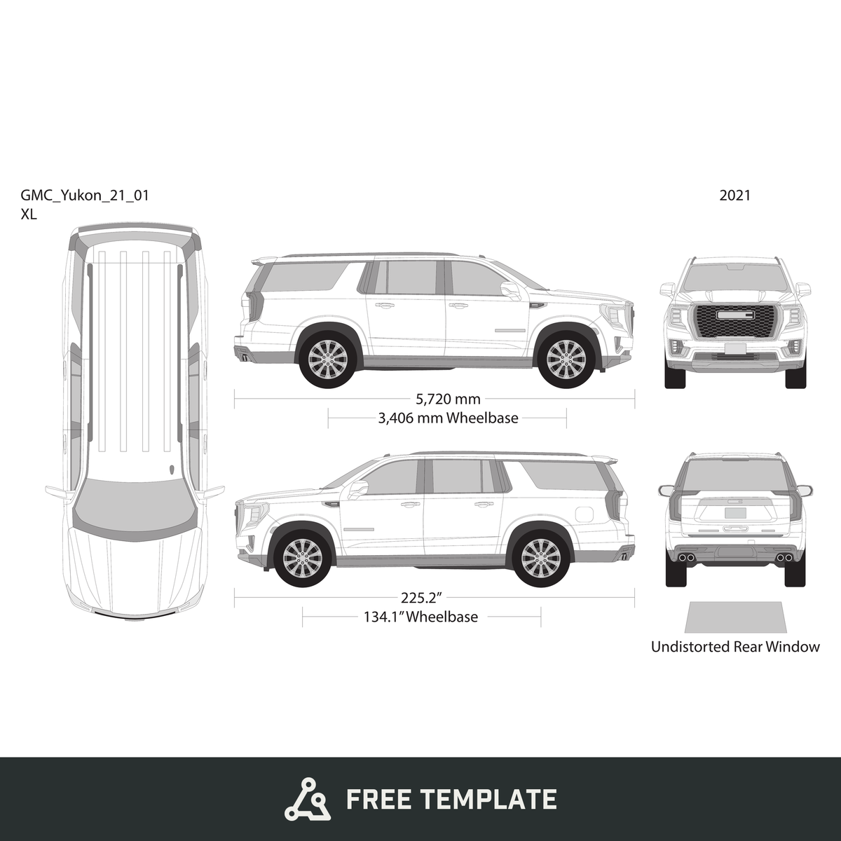 2021 GMC Yukon free vector vehicle wrap template - GravBase
