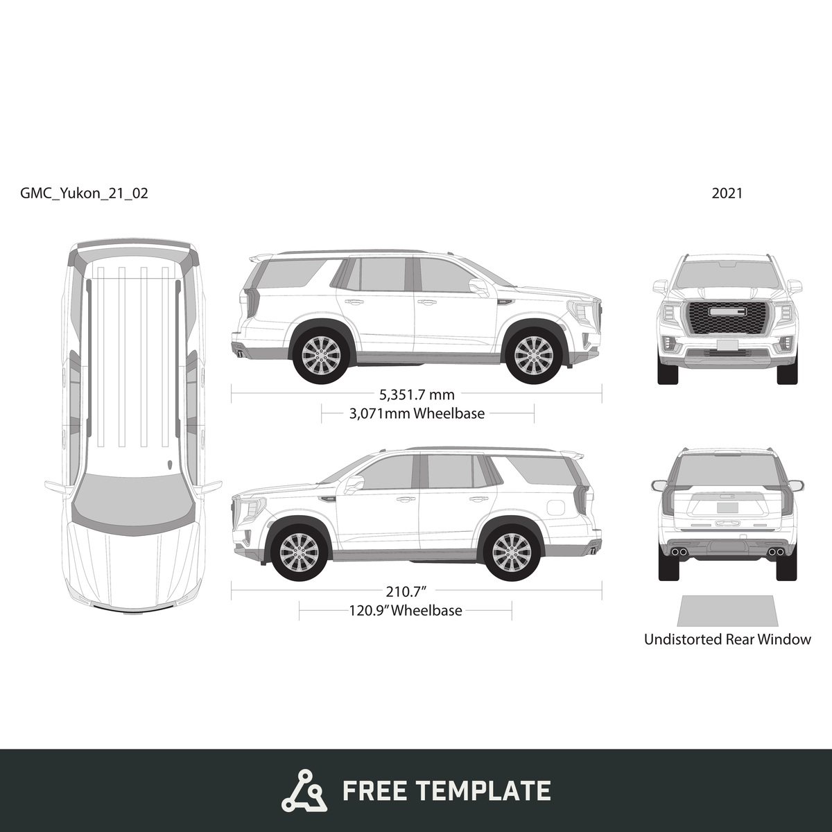 2021 GMC Yukon free vector vehicle wrap template - GravBase