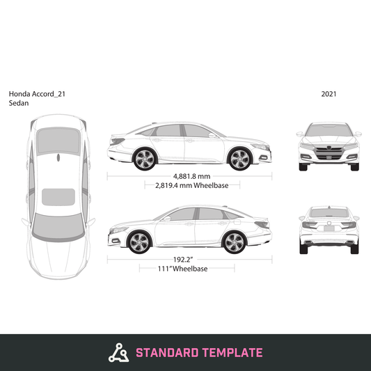2021 Honda Accord Sedan vector wrap template, Design-Ready PDF - GravBase