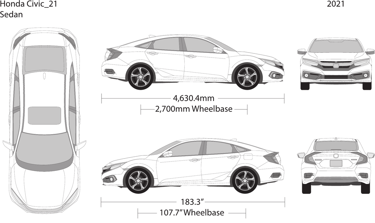 2021 Honda Civic Sedan vector wrap template, Design-Ready PDF - GravBase