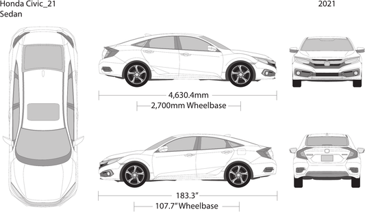 2021 Honda Civic Sedan vector wrap template, Design-Ready PDF - GravBase