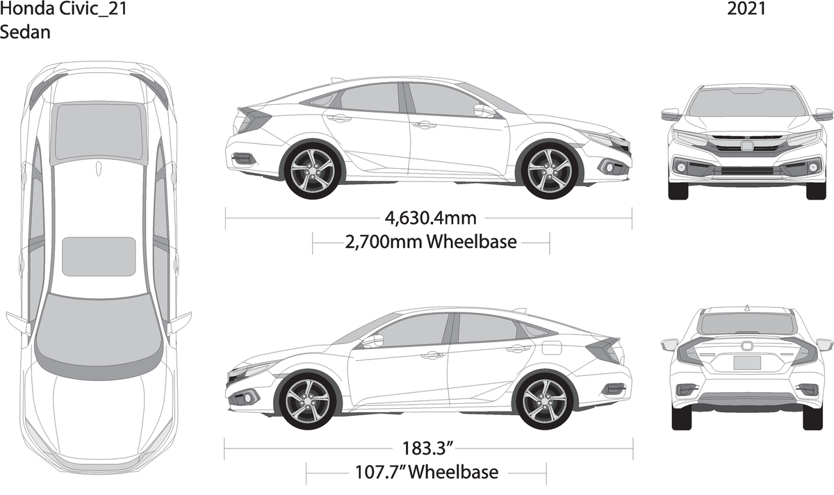 2021 Honda Civic Sedan V21 Vehicle Wrap Template
