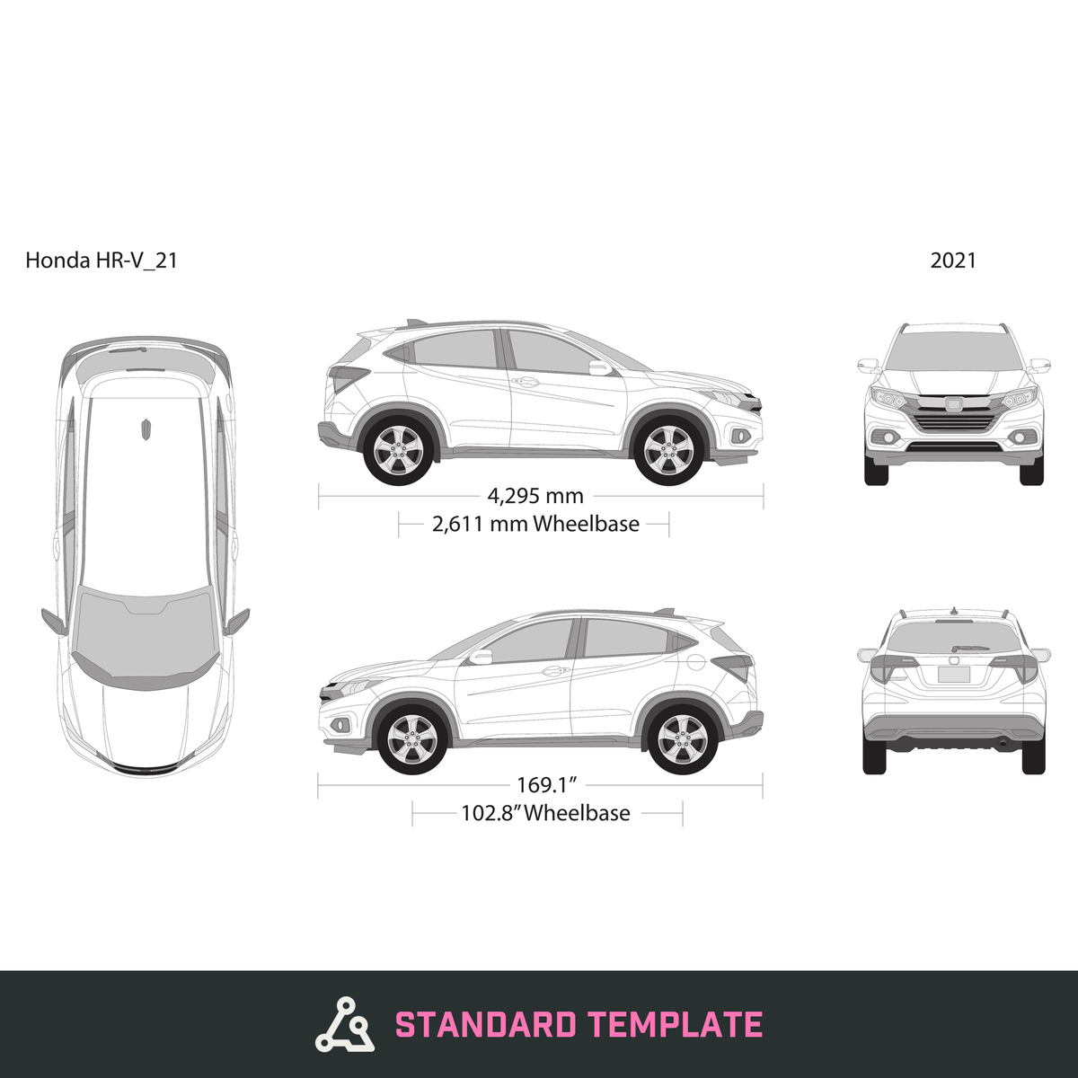 2021 Honda HR-V vector wrap template, Design-Ready PDF - GravBase