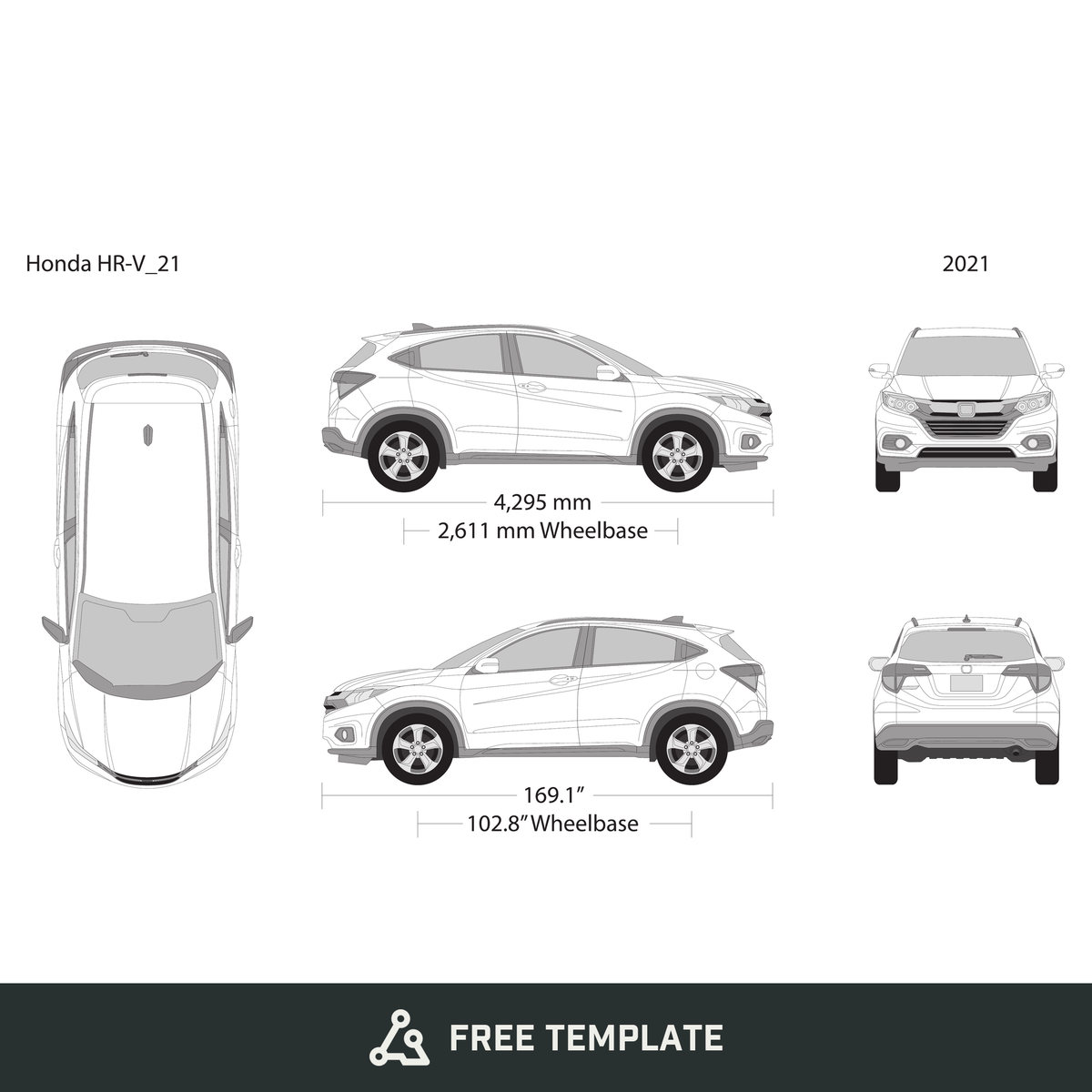 2021 Honda HR-V free vector vehicle wrap template - GravBase