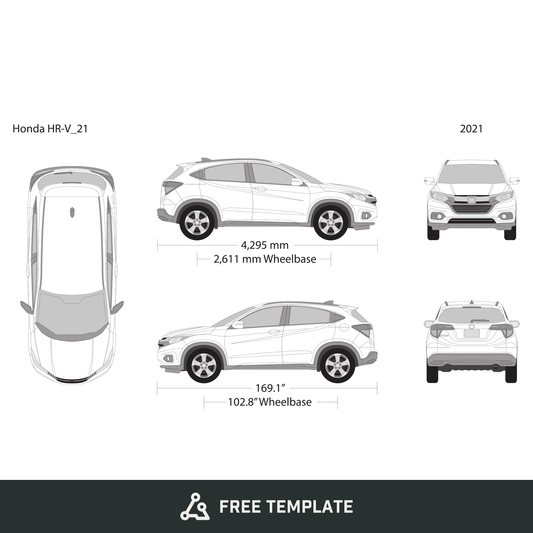 2021 Honda HR-V free vector vehicle wrap template - GravBase