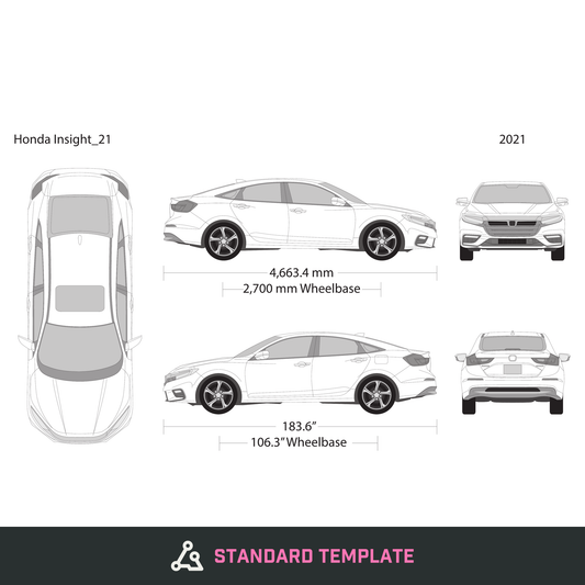 2021 Honda Insight vector wrap template, Design-Ready PDF - GravBase