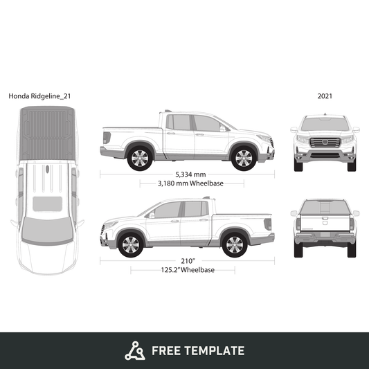 2021 Honda Ridgeline free vector vehicle wrap template - GravBase