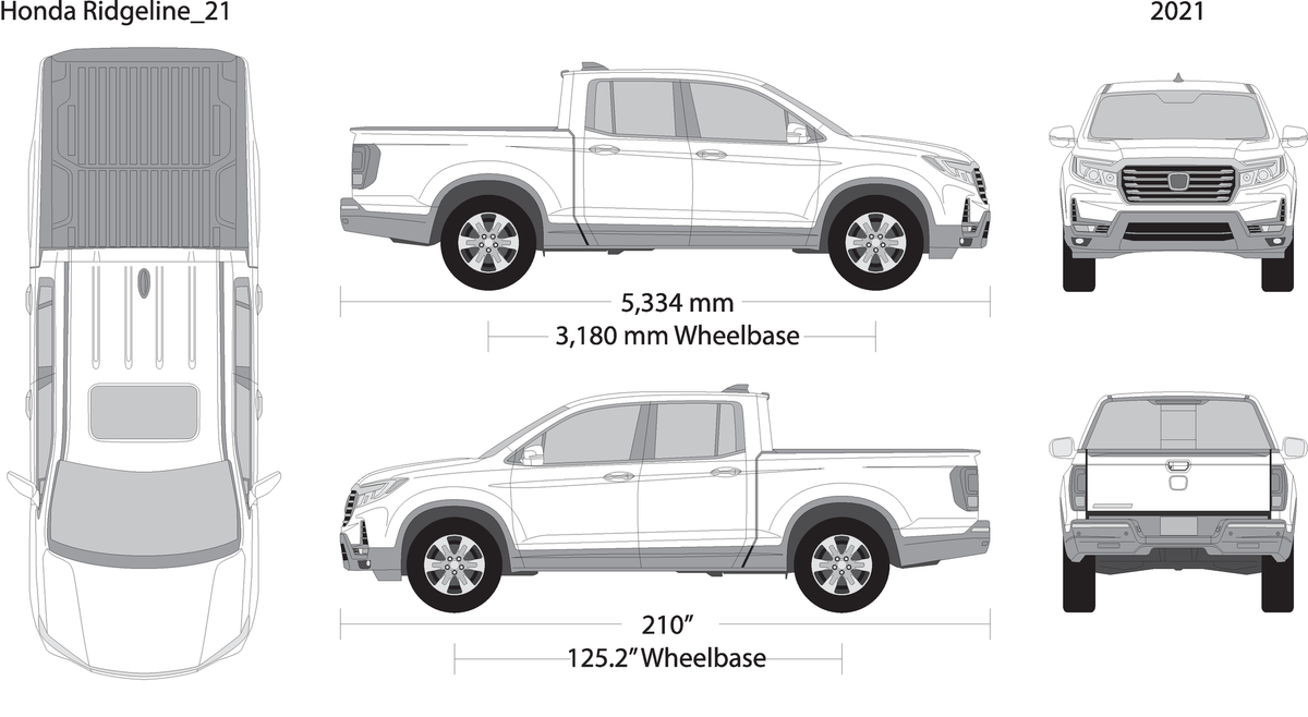 2021 Honda Ridgeline V21 Vehicle Wrap Template