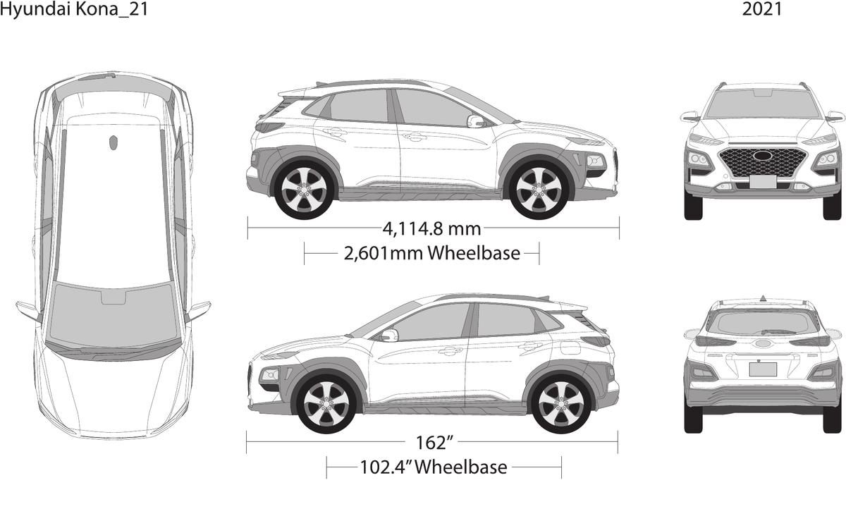 2021 Hyundai Kona free vector vehicle wrap template - GravBase