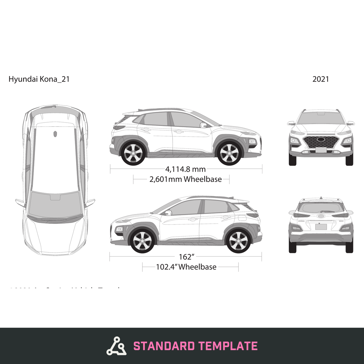 2021 Hyundai Kona vector wrap template, Design-Ready PDF - GravBase
