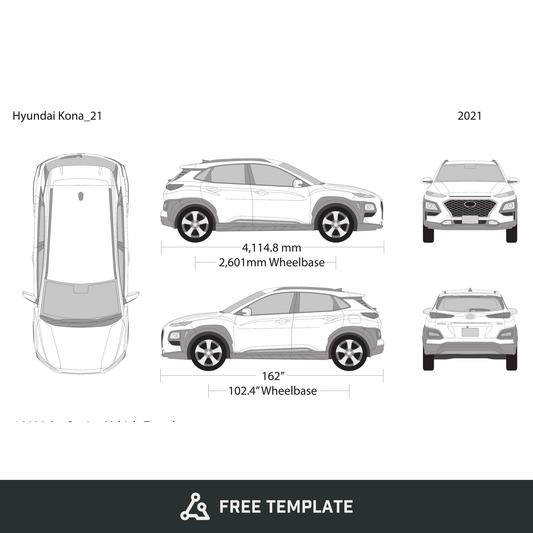 2021 Hyundai Kona free vector vehicle wrap template - GravBase