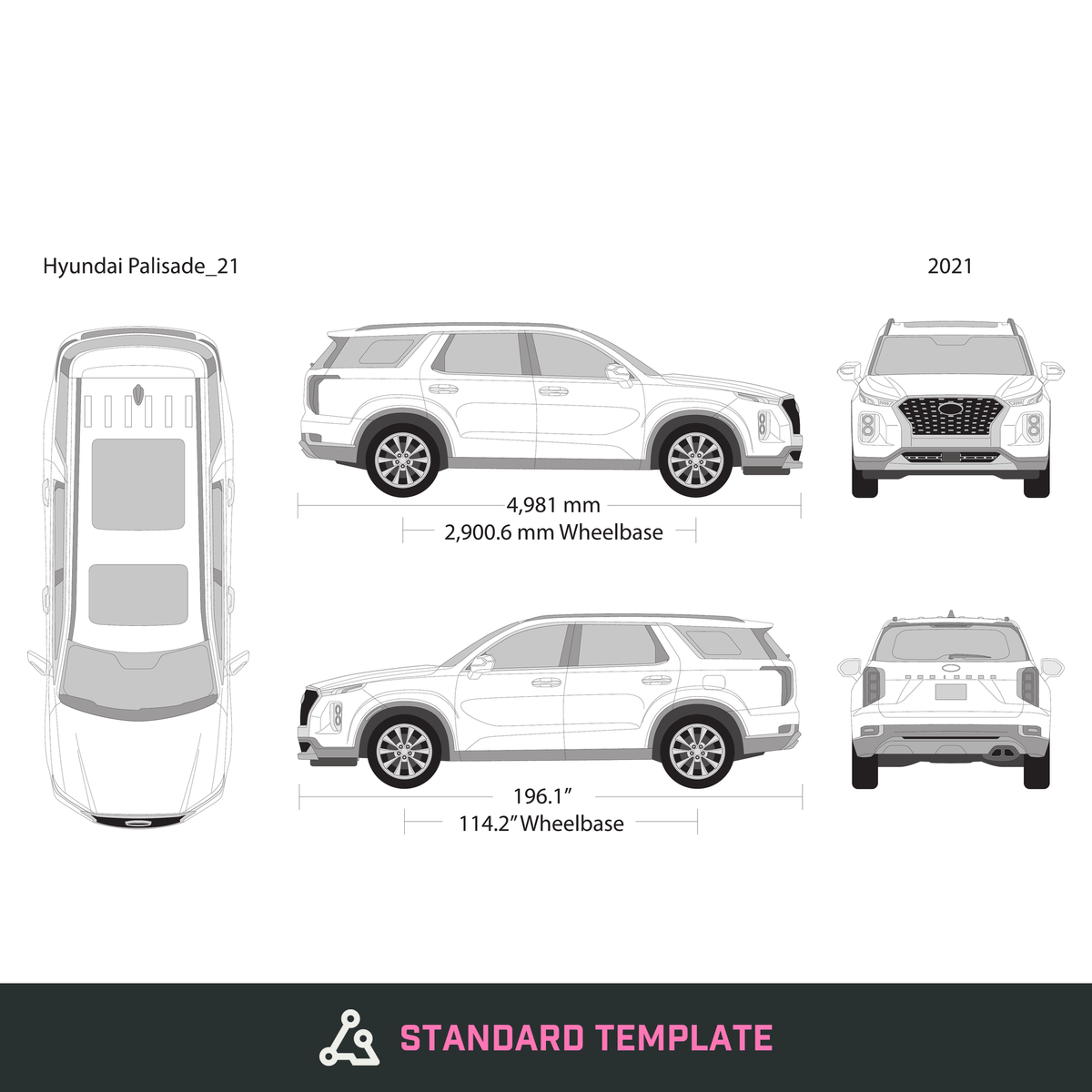 2021 Hyundai Palisade vector wrap template, Design-Ready PDF - GravBase