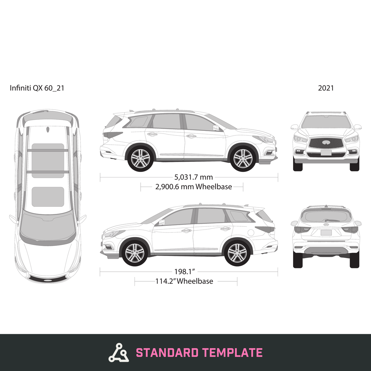 2021 Infiniti QX60 vector wrap template, Design-Ready PDF - GravBase