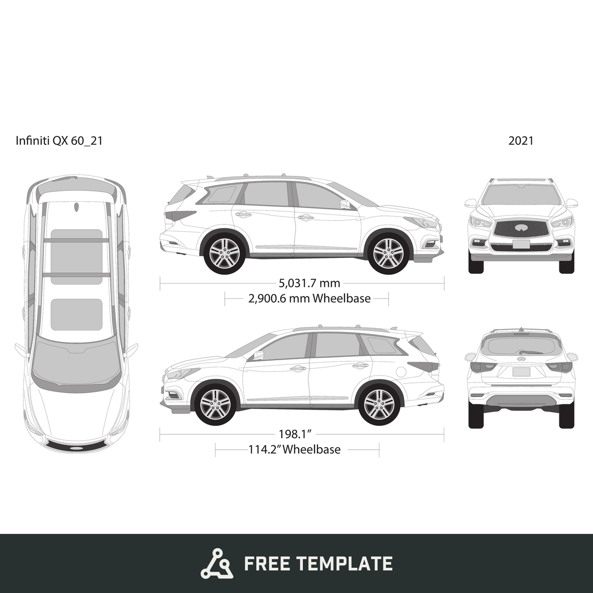 2021 Infiniti QX60 free vector vehicle wrap template - GravBase
