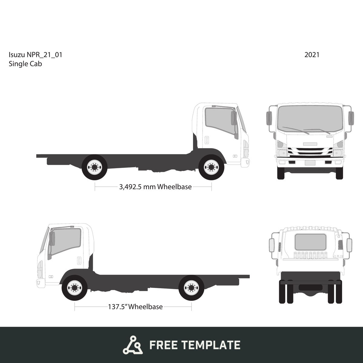 2021 Isuzu NPR free vector vehicle wrap template - GravBase