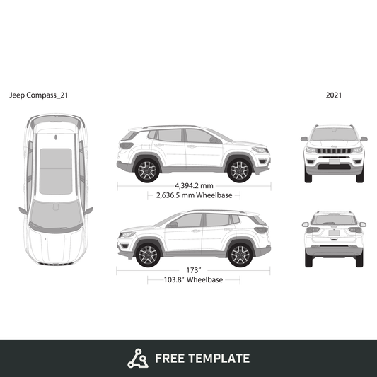 2021 Jeep Compass free vector vehicle wrap template - GravBase