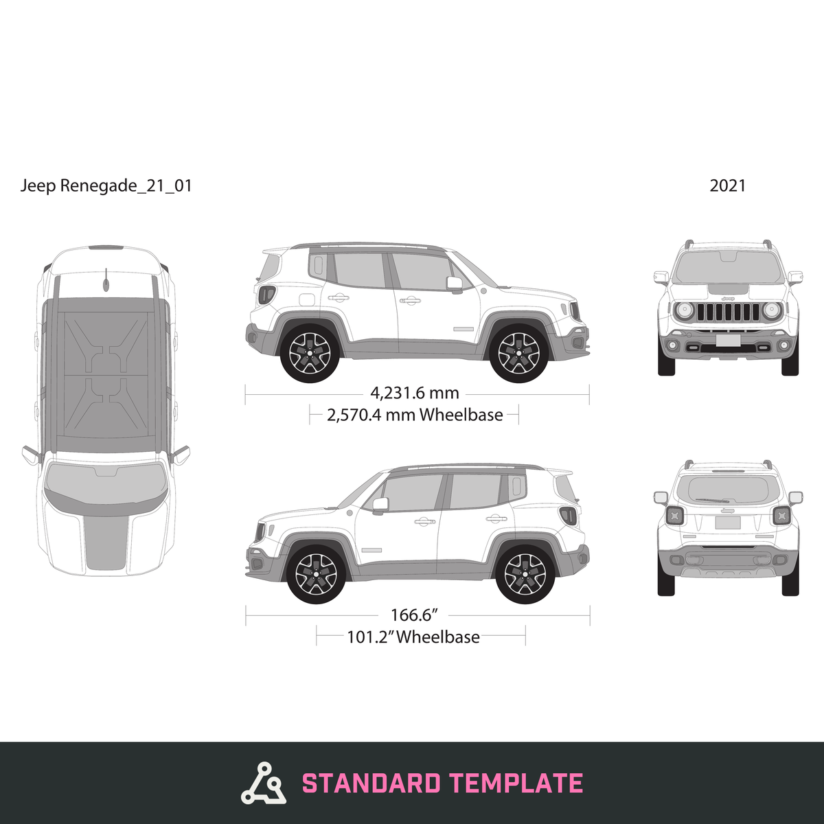 2021 Jeep Renegade vector wrap template, Design-Ready PDF - GravBase