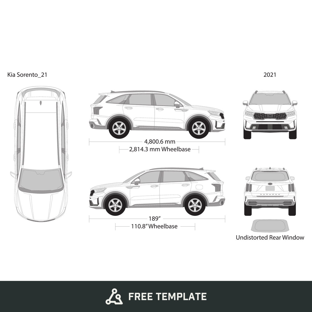2021 Kia Sorento free vector vehicle wrap template - GravBase