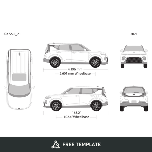 2021 Kia Soul free vector vehicle wrap template - GravBase