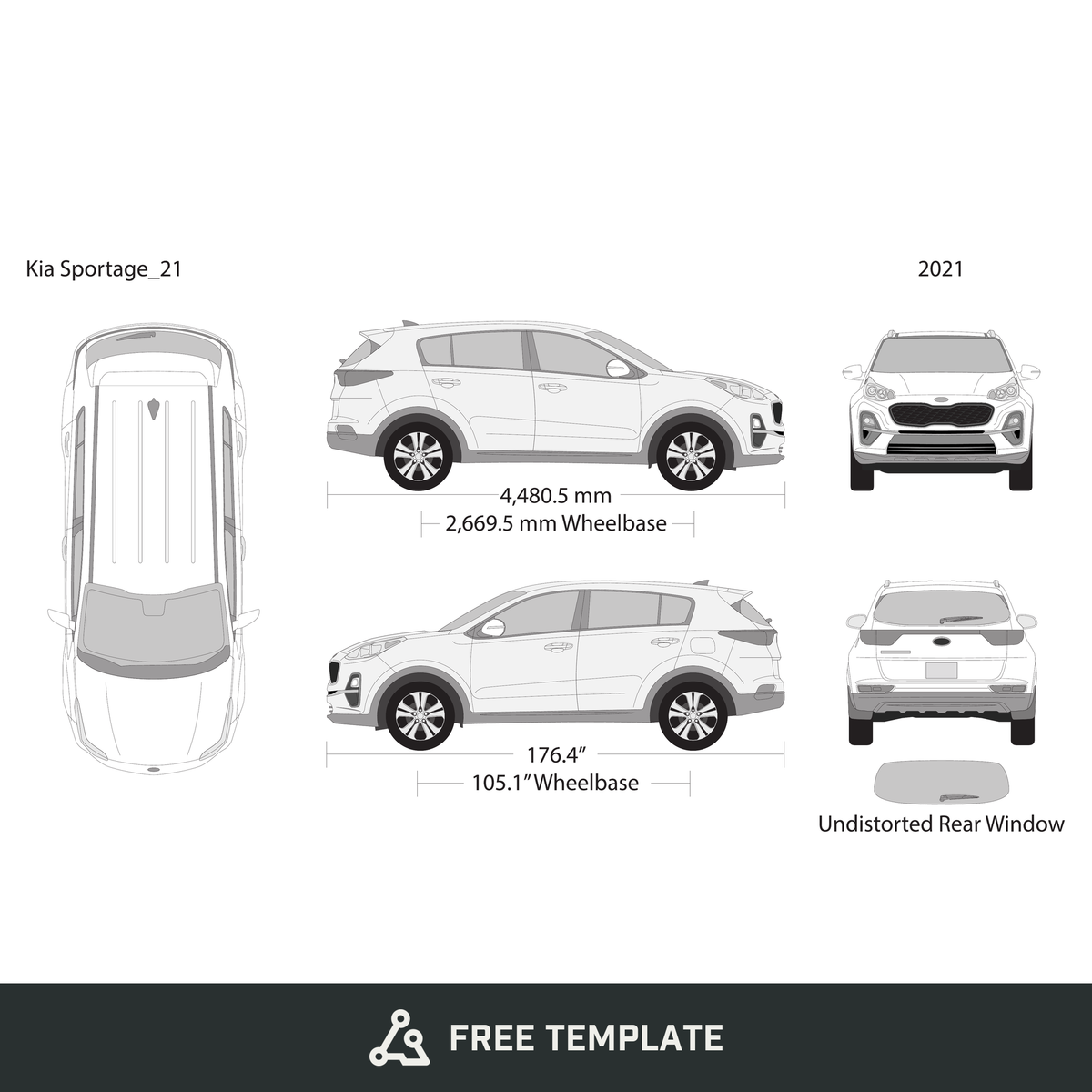 2021 Kia Sportage free vector vehicle wrap template - GravBase