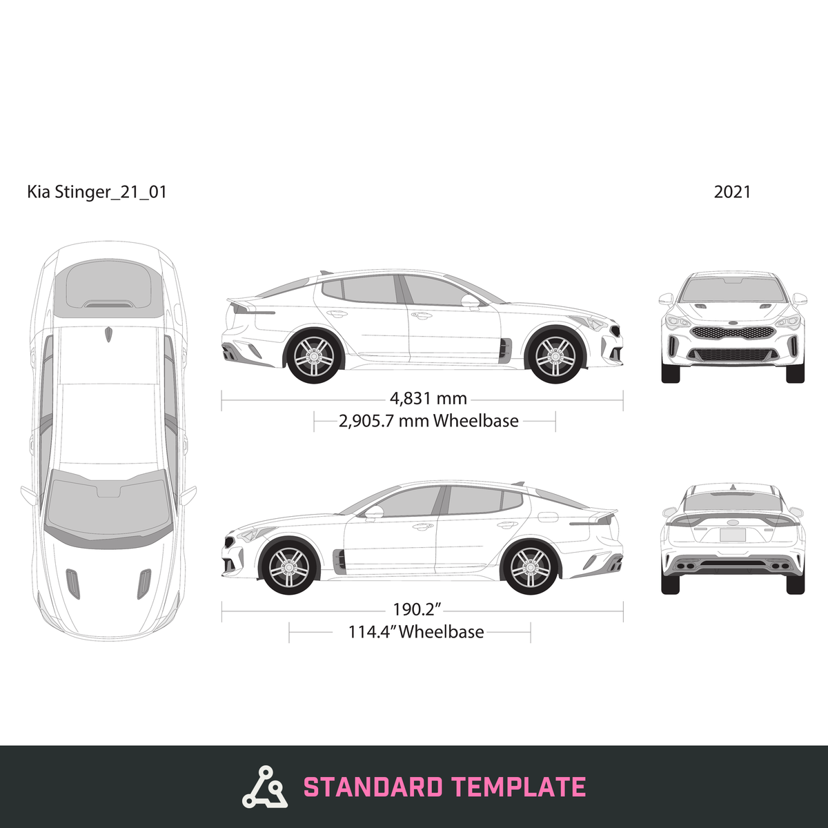 2021 Kia Stinger vector wrap template, Design-Ready PDF - GravBase