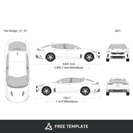 2021 Kia Stinger free vector vehicle wrap template - GravBase