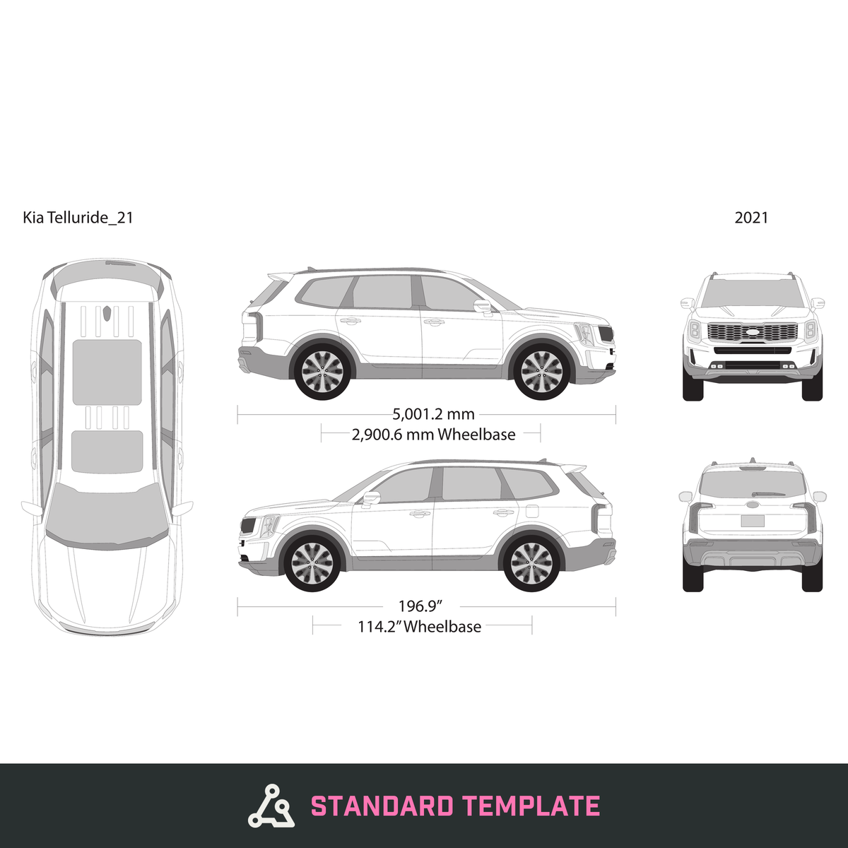 2021 Kia Telluride vector wrap template, Design-Ready PDF - GravBase