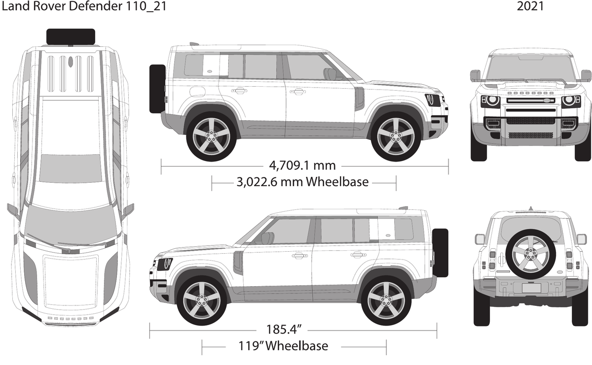 2021 Land Rover Defender 110 vector wrap template, Design-Ready PDF - GravBase