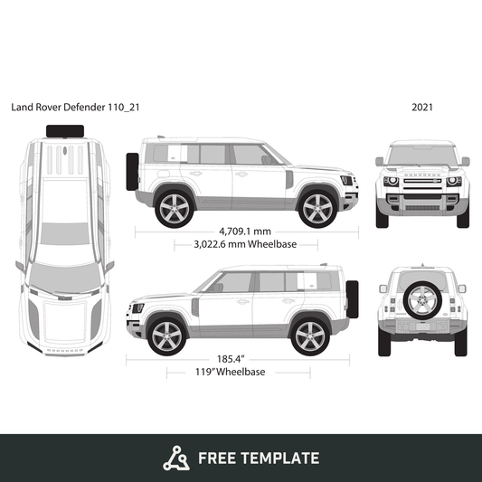 2021 Land Rover Defender 110 free vector vehicle wrap template - GravBase