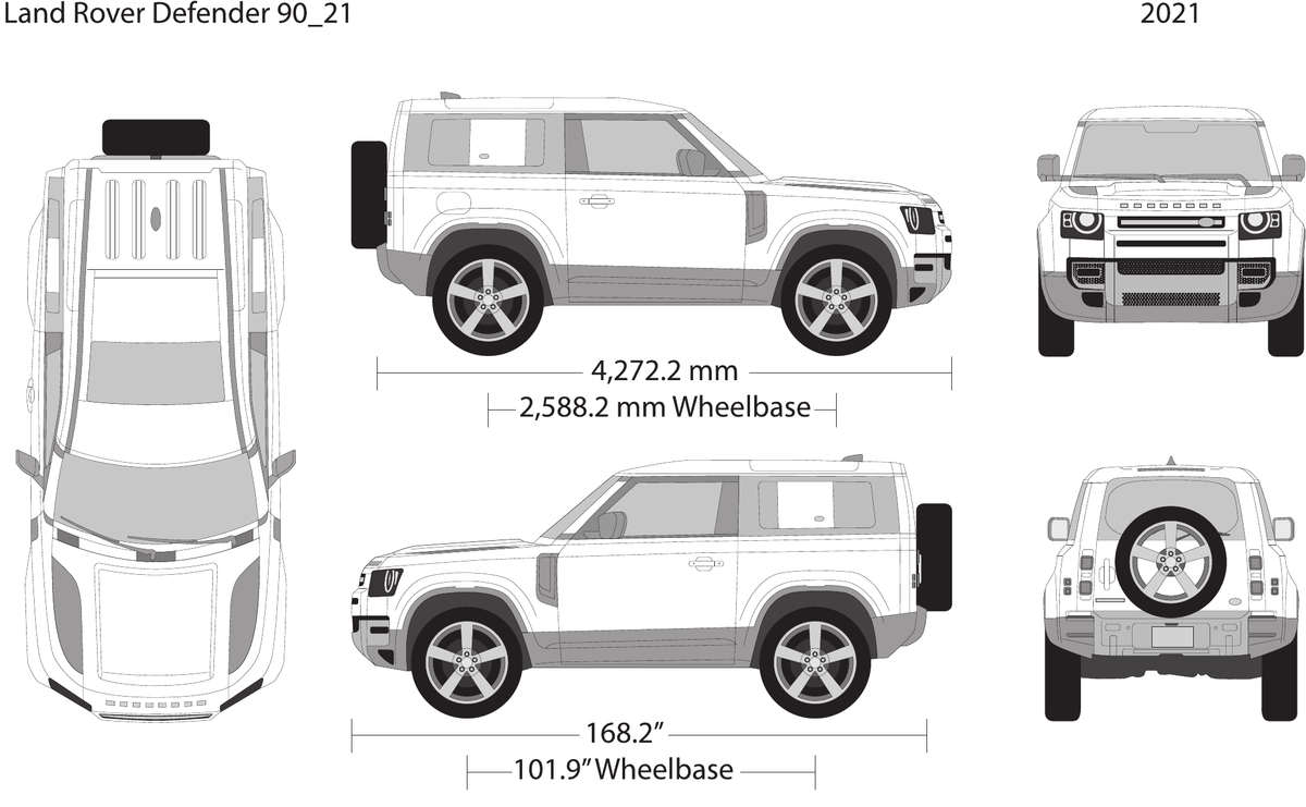 2021 Land Rover Defender 90 vector wrap template, Design-Ready PDF - GravBase