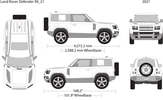 2021 Land Rover Defender 90 vector wrap template, Design-Ready PDF - GravBase