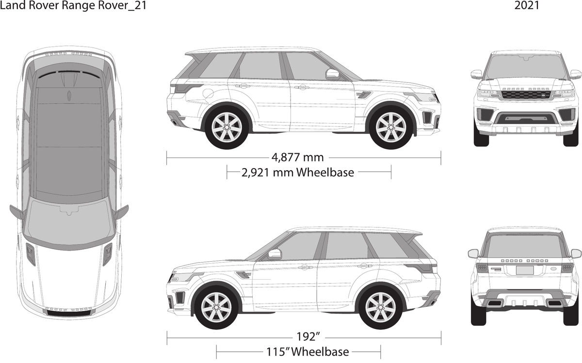 2021 Land Rover Range Rover Sport Vector Wrap Template - GravBase