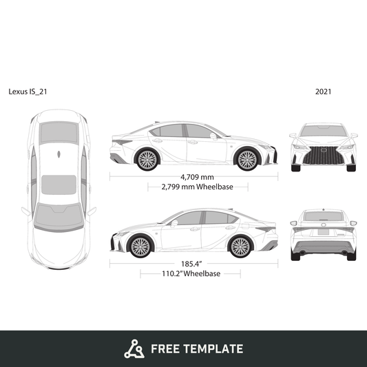 2021 Lexus IS free vector vehicle wrap template - GravBase