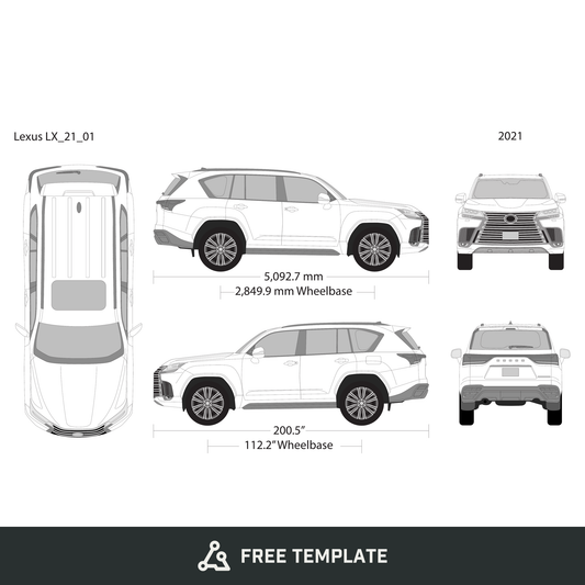 2021 Lexus LX free vector vehicle wrap template - GravBase