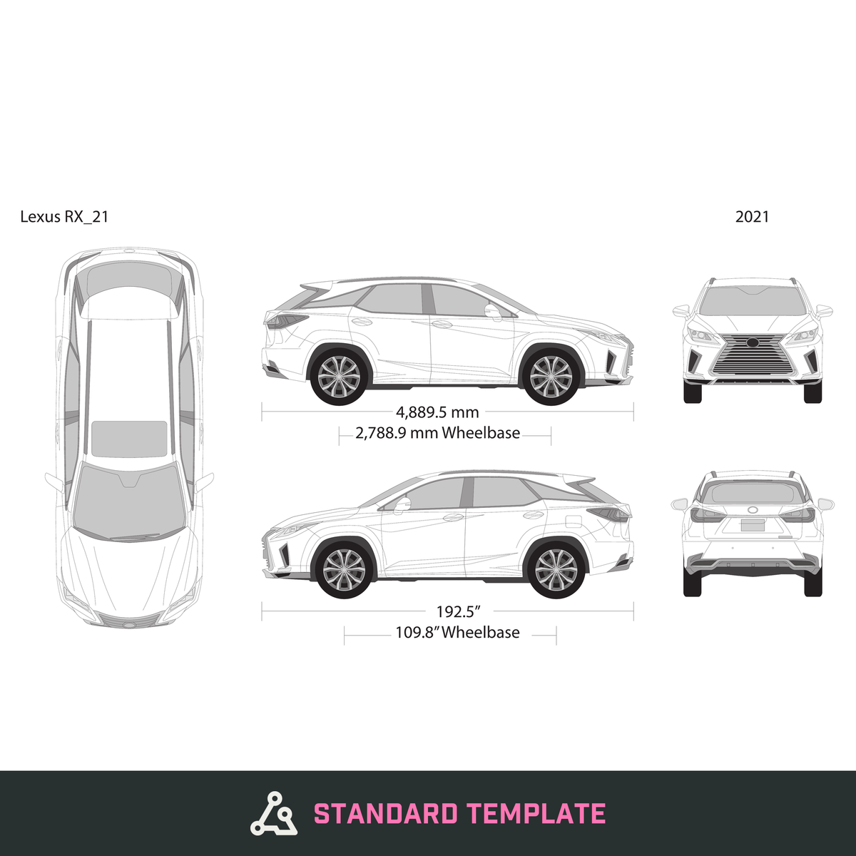 2021 Lexus RX vector wrap template, Design-Ready PDF - GravBase