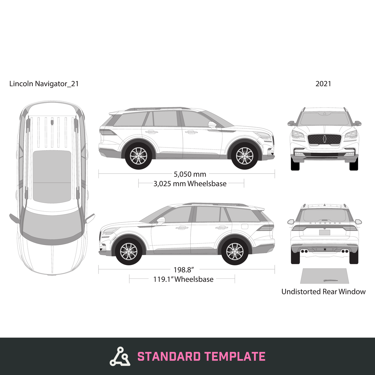 2021 Lincoln Avaitor vector wrap template, Design-Ready PDF - GravBase
