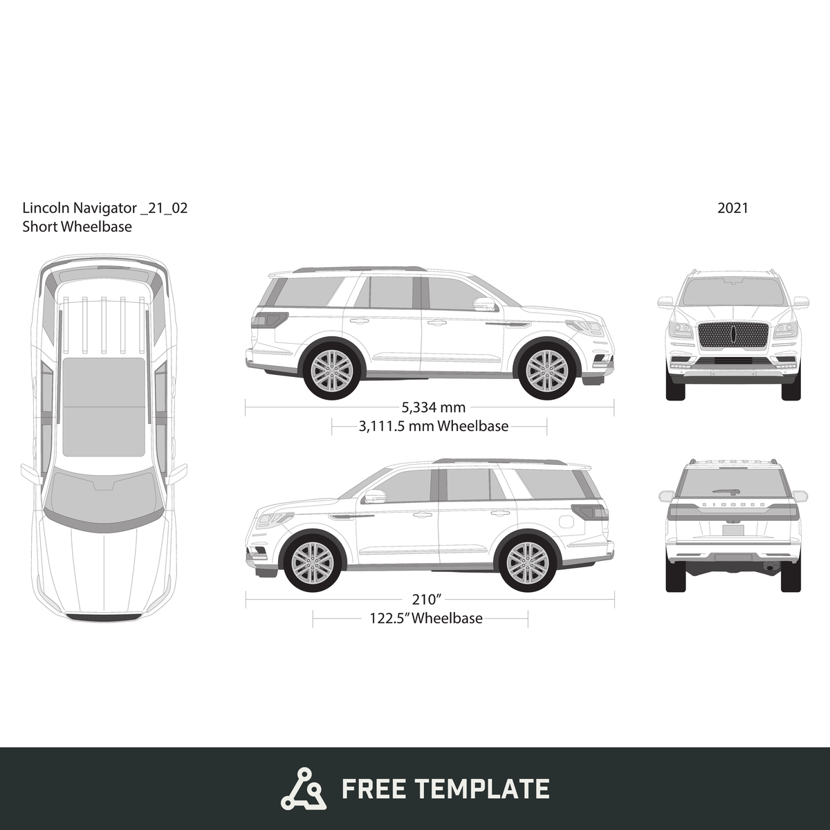 2021 Lincoln Navigator free vector vehicle wrap template - GravBase
