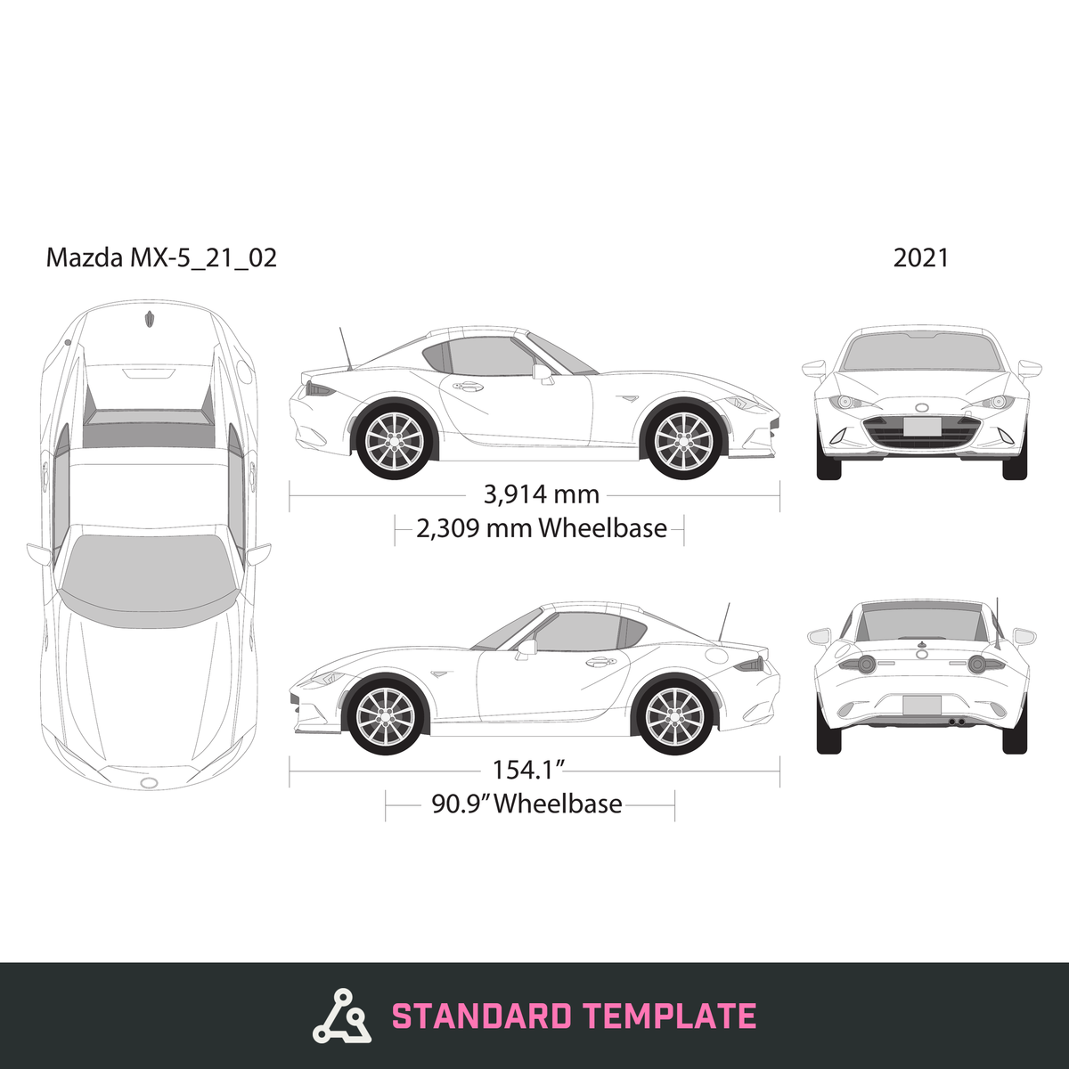 2021 Mazda MX-5 vector wrap template V02, Design-Ready PDF - GravBase