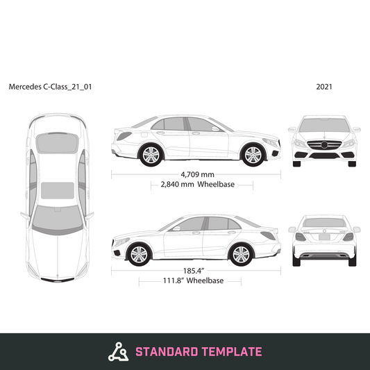 2021 Mercedes C-Class vector wrap template, Design-Ready PDF - GravBase