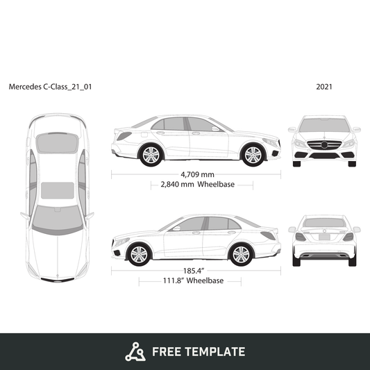 2021 Mercedes C-Class free vector vehicle wrap template - GravBase