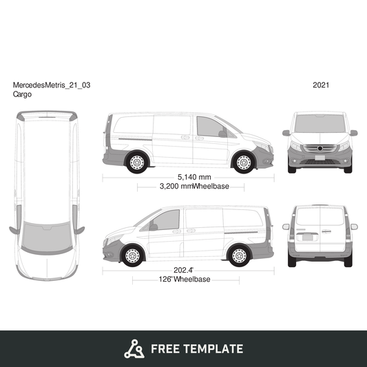 2021 Mercedes Metris free vector vehicle wrap template - GravBase