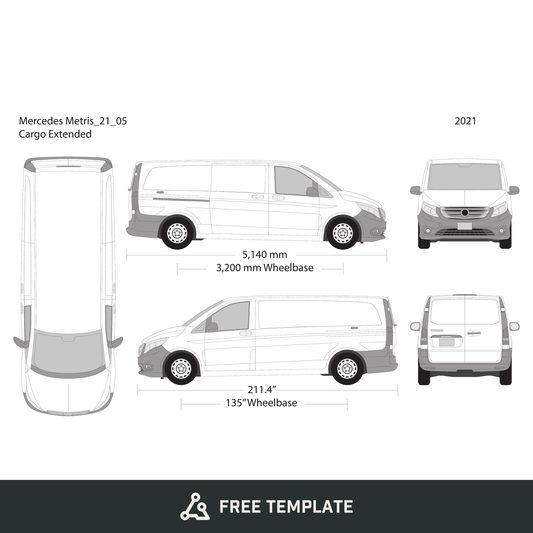 2021 Mercedes Metris free vector vehicle wrap template - GravBase