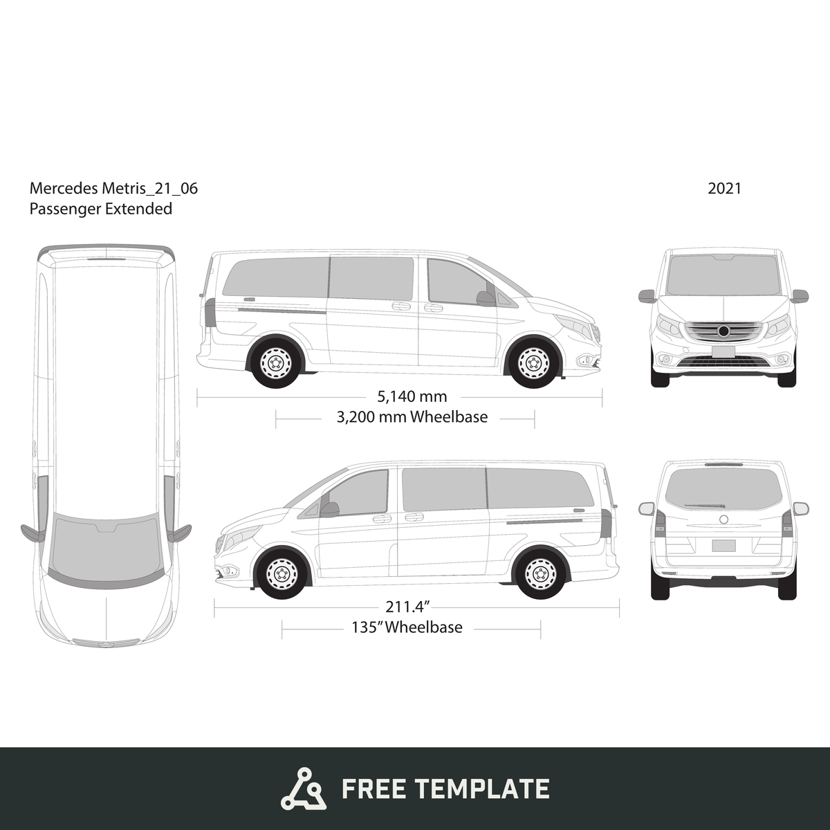 2021 Mercedes Metris free vector vehicle wrap template - GravBase
