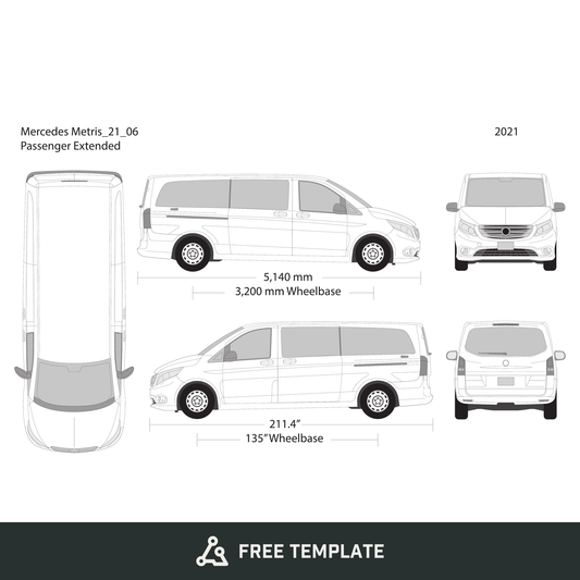 2021 Mercedes Metris free vector vehicle wrap template - GravBase