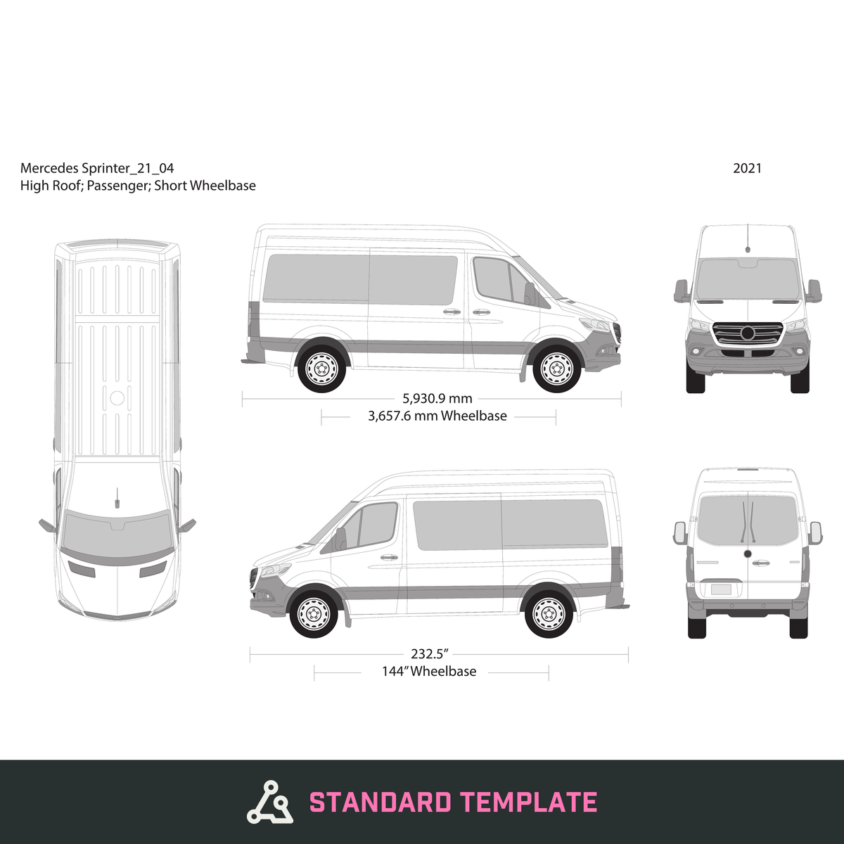 2021 Mercedes Sprinter vector wrap template V04, Design-Ready PDF - GravBase