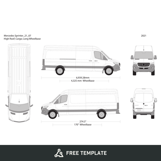 2021 Mercedes Sprinter free vector vehicle wrap template - GravBase